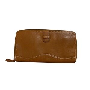 Tignanello Genuine Leather Zip Around Wallet Brown Classic Bifold Organizer